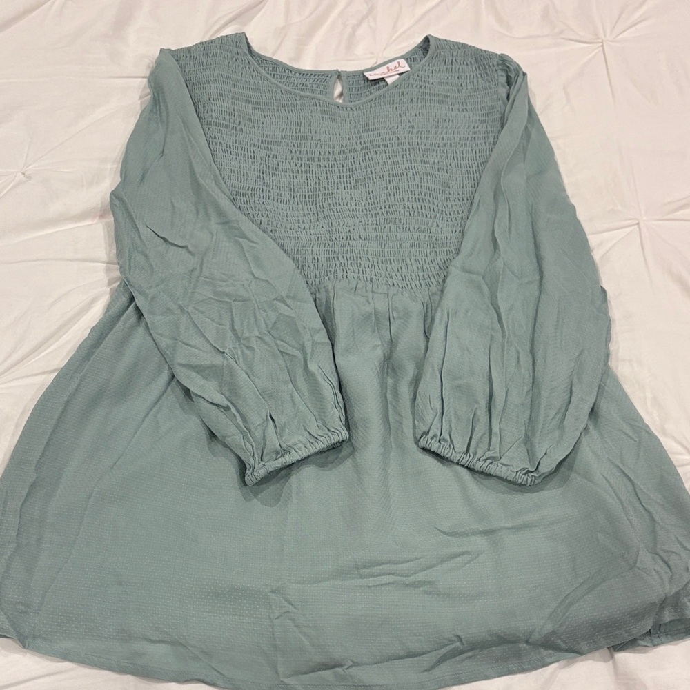 Light Blue Long Sleeve maternity Blouse